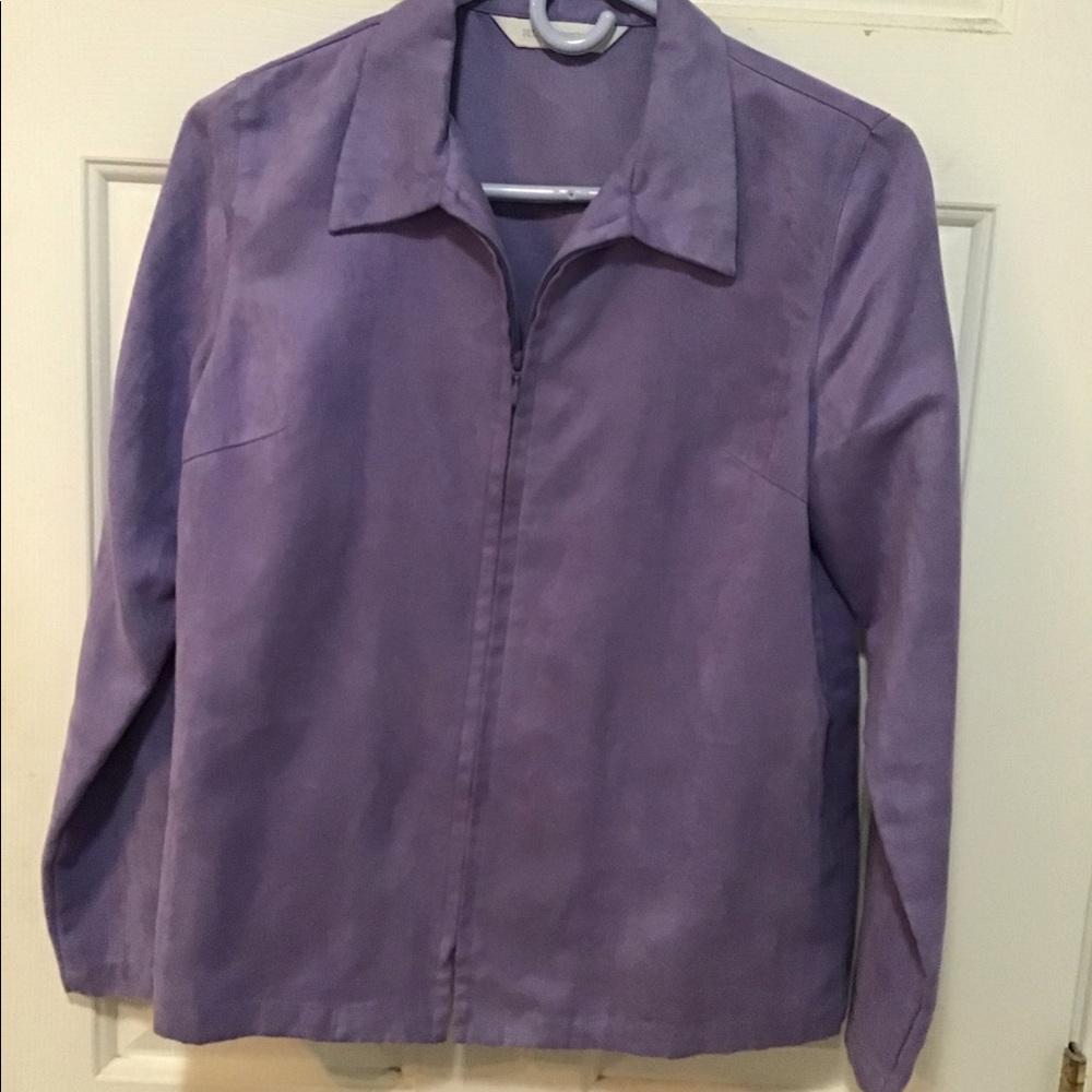 PETITE SOPHISTICATE PURPKE MOLESKIN ZIP JACKET PS